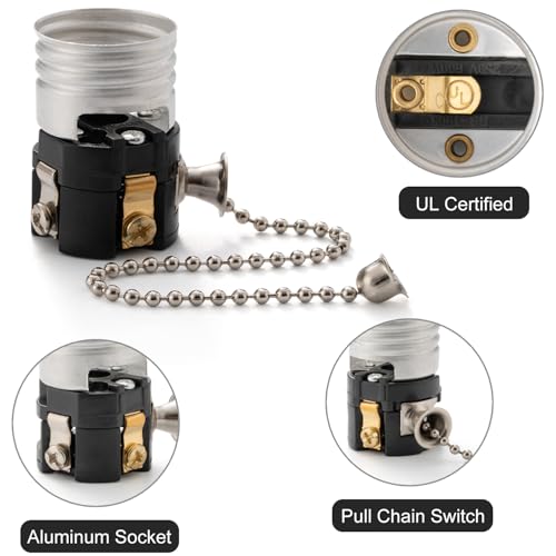 UL Listed Pull Chain Lamp Socket Replacement (2 Count)