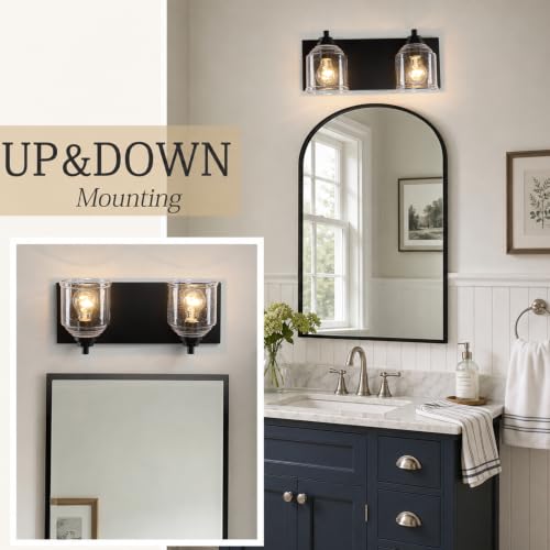 16" 2 Light Farmhouse Bathroom Vanity Light with Bubble Glass