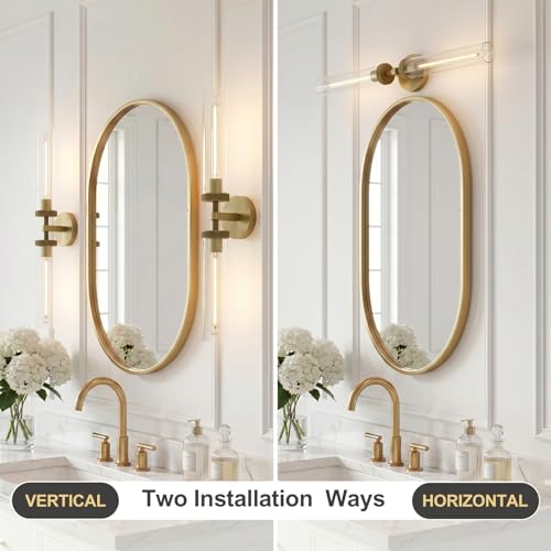 Brass Gold 2 Light Knurled Wall Sconces