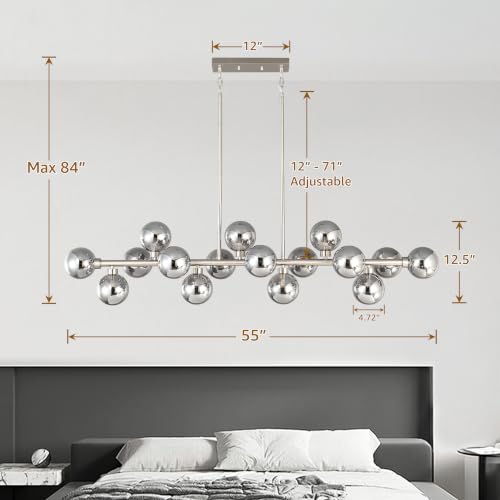 55" L Brushed Nickel Linear Chandelier 16
