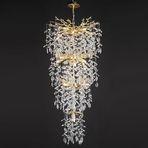 90'' Long Crystal Chandelier for High Ceilings