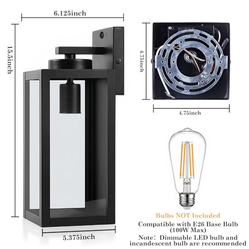 15" Large Upgraded Motion Sensor Outdoor Wall Lights (2 Count)