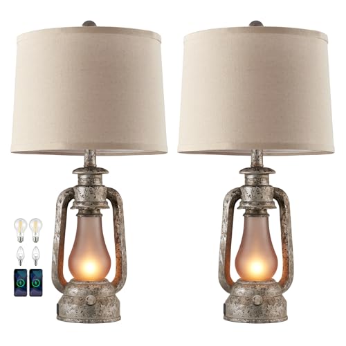 Farmhouse Rustic Table Lamps Set of 2 (2 Count)