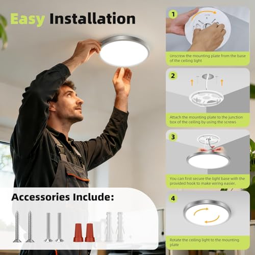 4PACK Flush Mount LED Ceiling Light Fixture