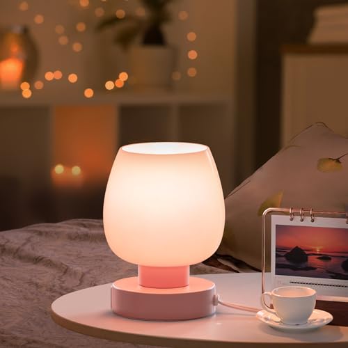 Pink Touch Table Lamp with USB Charging (2 Count)