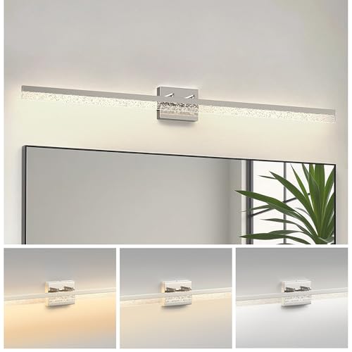 48inch Vanity Light Bar Over Mirror Nickel Bubbled Acrylic 3CCT