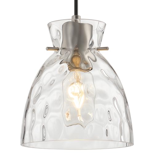 5.9" Mini Hammered Glass Pendant Lights Kitchen Island Brushed Nickel E26