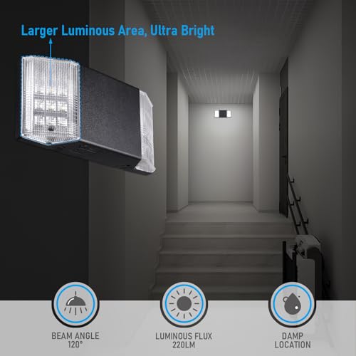 4 Pack LED Emergency Lighting with Battery Backup Black (4 Count)