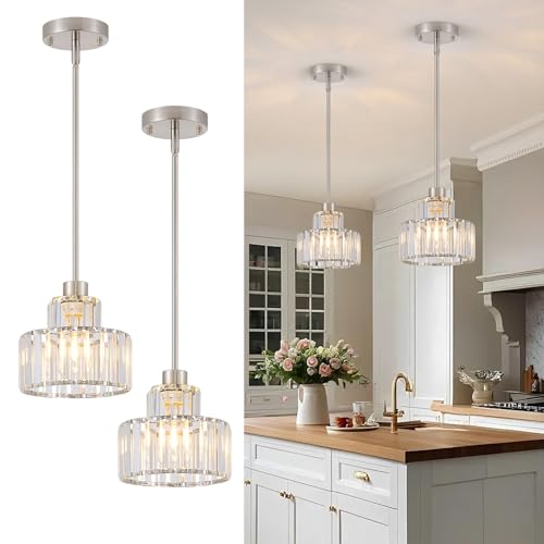 Brushed Nickel Pendant Lights Kitchen Island 2 Pack