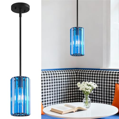 Modern Crystal Pendant Light Mini Dark Blue Chandeliers Adjustable Pendant Lights Fixture for Kitchen Island Dinning Room Corridor Bedroom
