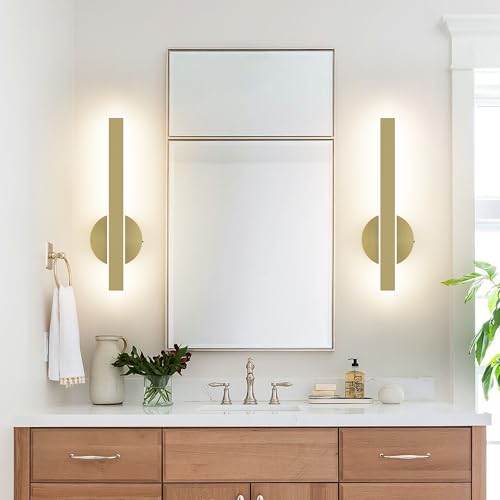 Gold Wall Sconce Hardwired Modern LED 18W Wall Sconce Set of Two