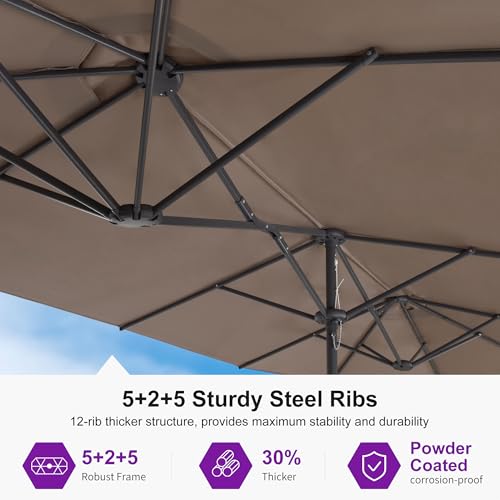 Patio Umbrella 14ft with Base UV Resistant Rectangle