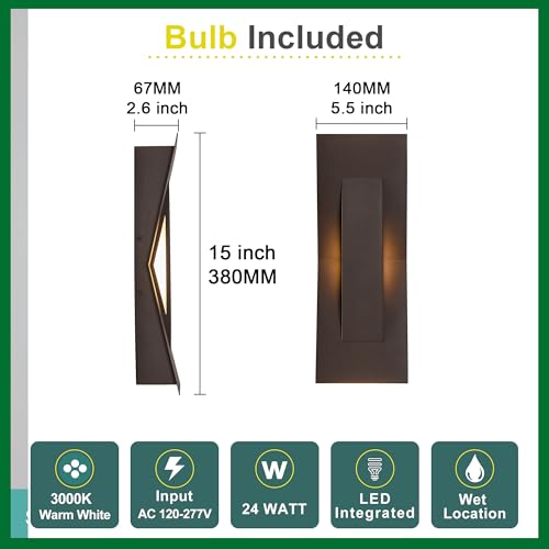 Modern Art Exterior LED Wall Sconce 24W Dimmable