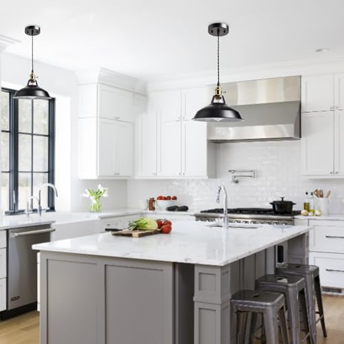 Industrial Black Barn Pendant Light with Switch