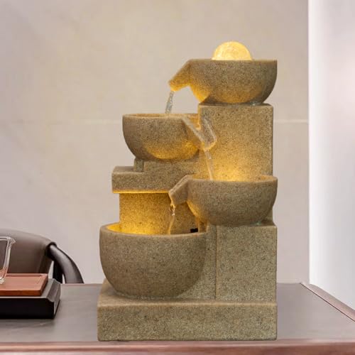 Desktop Tabletop Water Fountain with LED Lights
