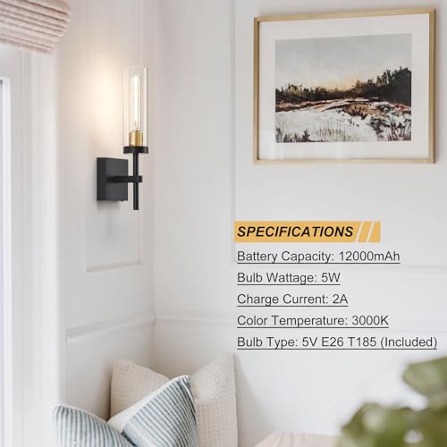 Wireless Wall Sconces with Remote Control (2 Count)