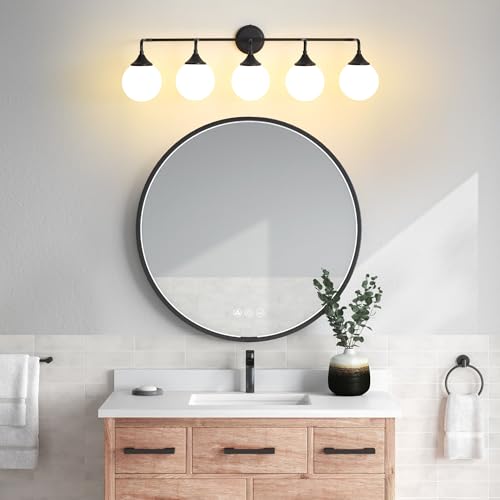 Black Bathroom Light Fixtures Over Mirror Vanity 5