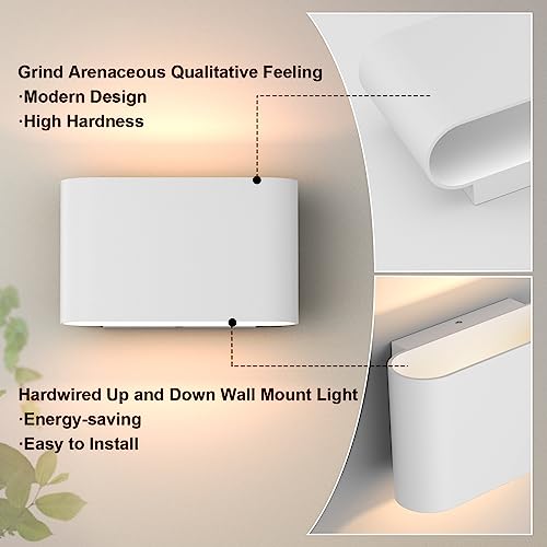 Modern LED Wall Sconces Hardwired Interior Wall Lights Set of 2 Indoor Aluminum Up and Down Wall Mount Light for Living Room Bedroom Hallway Corridor Warm White 3000K (2 Count)