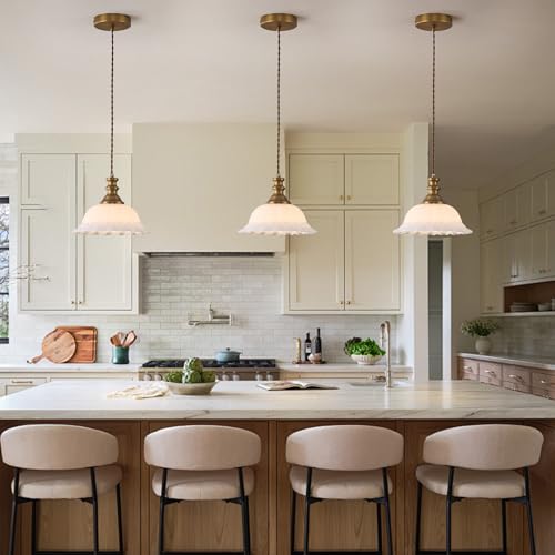 White Glass Pendant Lights Modern Pendant Lighting Fixtures 11.8 in Hanging Lamp for Kitchen Island Bedroom Dining Room Coffee Shop Hallway Hotel Living Room