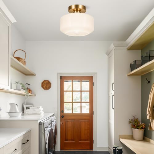 Industrial Semi Flush Mount Ceiling Light Brushed Gold