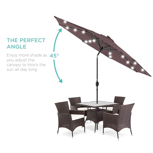 10ft Solar Polyester LED Lighted Patio Umbrella w