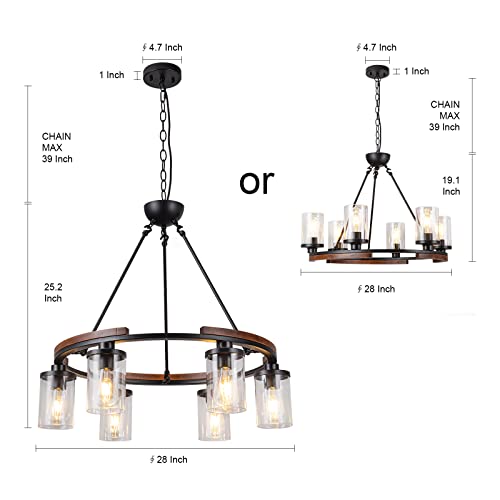 28 Inch Wagon Wheel Chandelier