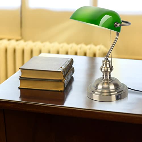 Green Bankers Lamp with Pull Switch