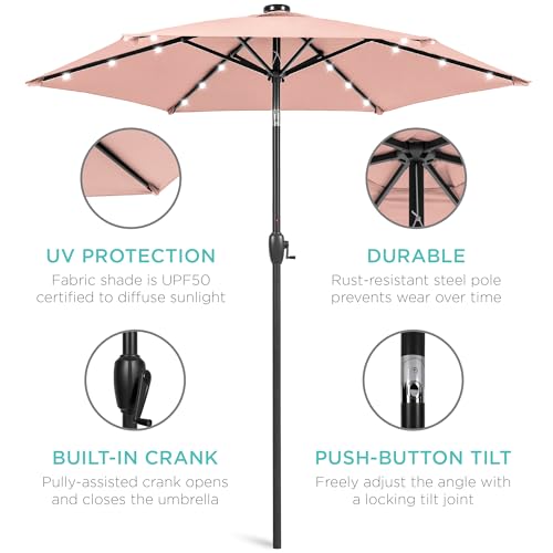 7.5ft Solar Umbrella LED Lighted Patio Umbrella