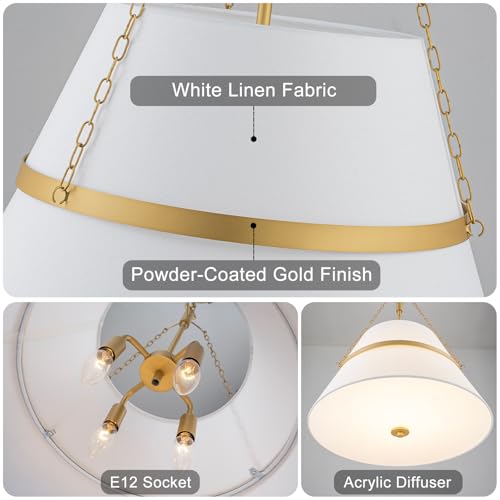 20" Gold Drum Chandelier for Dining Room