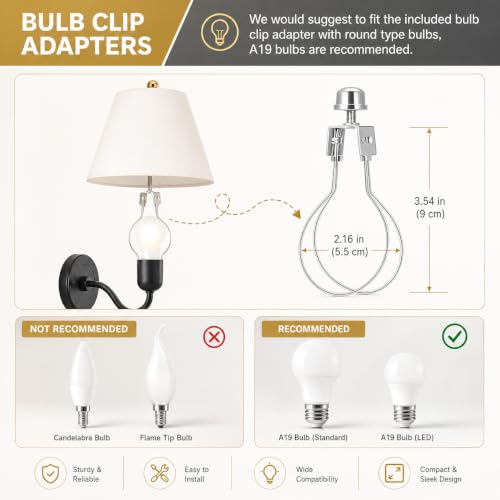 Small clip on Lamp Shades Set of 2 White Linen 5.5" x 10" x 6.6" (2 Count)