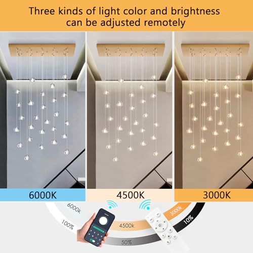 LED Rectangular Chandeliers for Living Room Dining Room Light Dimmable High Ceiling Pendant Lights Fixtures Lighting 26