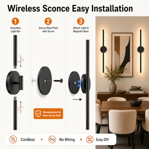 Battery Operated Wall Sconces Set of 2 (2 Count)