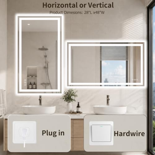 28"x48" LED Bathroom Mirror with Lights