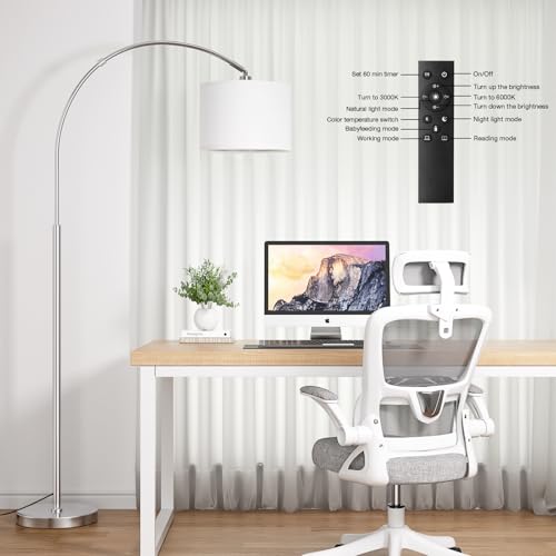 Dimmable Arc Floor Lamp with Remote