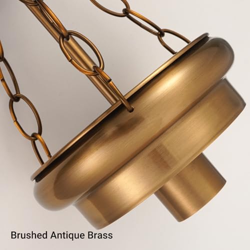 Vintage Brushed Gold Pendant Light with Clear Heavy Thick Glass