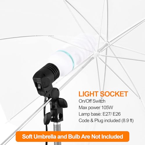 E26 E27 Light Bulb Socket Adapter with Photo Umbrella Lamp Holder