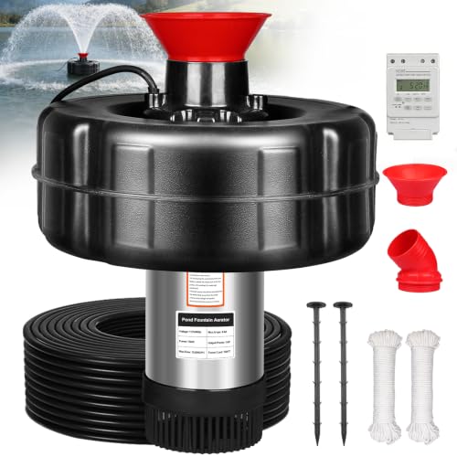Pond Fountain Aerator with Timer 1HP 750W Floating Fountain Pump Stainless Steel Housing &100FT Power Cord