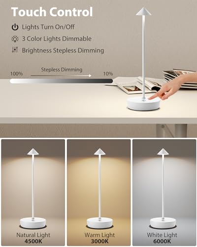 LED Cordless Table Lights Rechargeable 6000mAh Battery Outdoor Desk Lamp (2 Count)