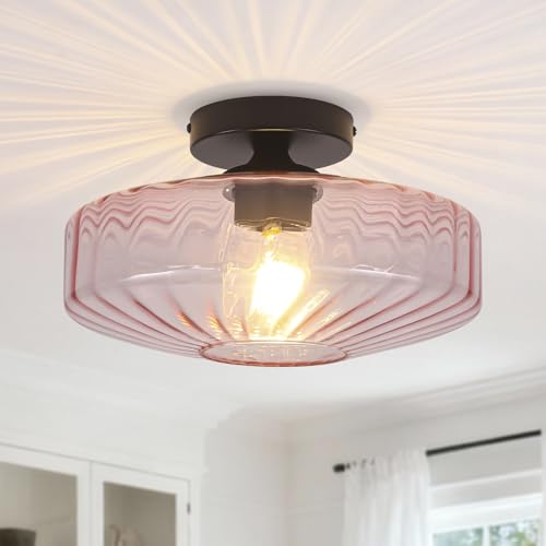 Pink Glass Ceiling Light