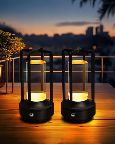 Set of 2 Cordless Table Lamps Rechargeable Desk Lamps Black (2 Count)