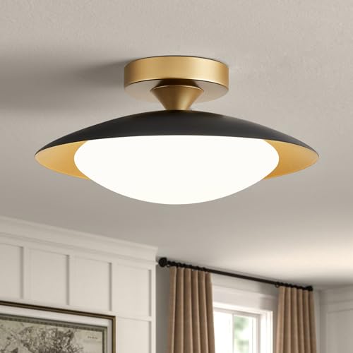 Dimmable Modern LED Black and Gold Ceiling Light Fixture 11.81 in
