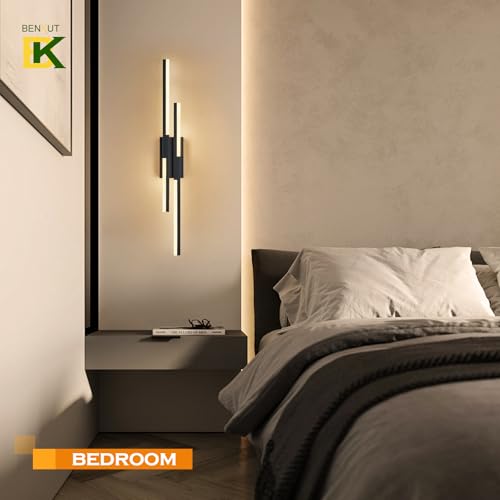 Modern LED Wall Sconce Black Remote Wall Light Fixtures for Bathroom