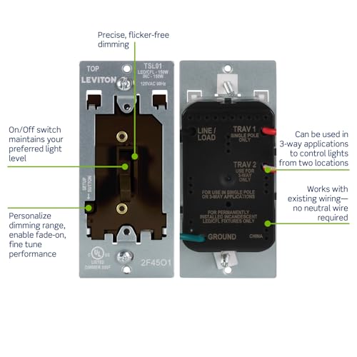Toggle Slide LED Advanced Dimmer Switch for 150W Dimmable LED