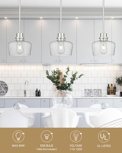 Modern Brushed Nickel Pendant Lights Kitchen Island (2 Count)