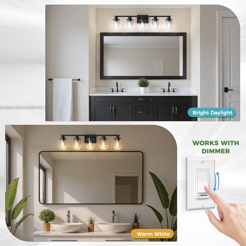 5 Light Black Bathroom Vanity Light Fixture ETL Listed