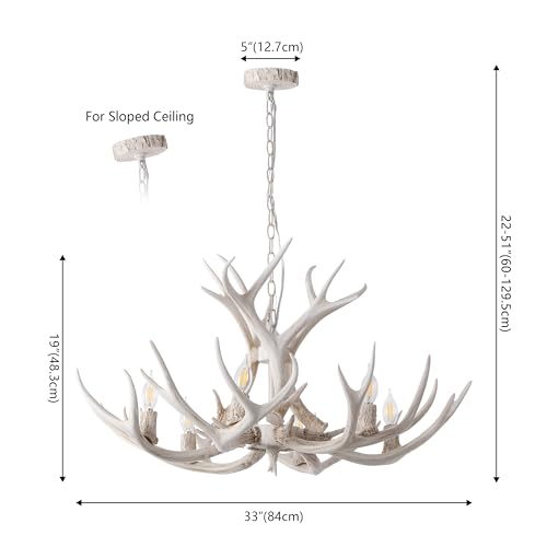 Eldora 6 Light Resin Antler Chandelier 33"