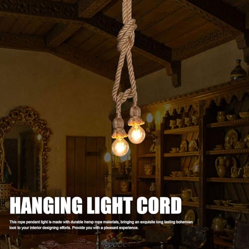 8 Heads Hemp Rope Pendant Light