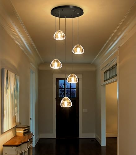 Modern Glam Chandelier LED Kitchen Pendant Lights Island Lighting Remote Dimmable Fixtures Bubble Crystal Floating Chandelier Black Corner Pendants Light