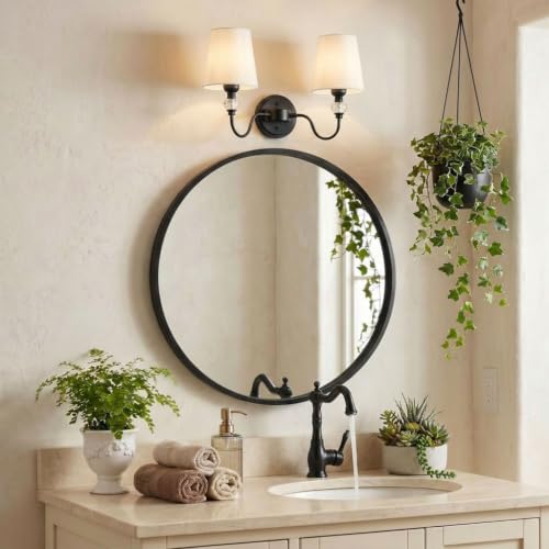 2 Light Vintage Bathroom Vanity Light Fixtures Over Mirror
