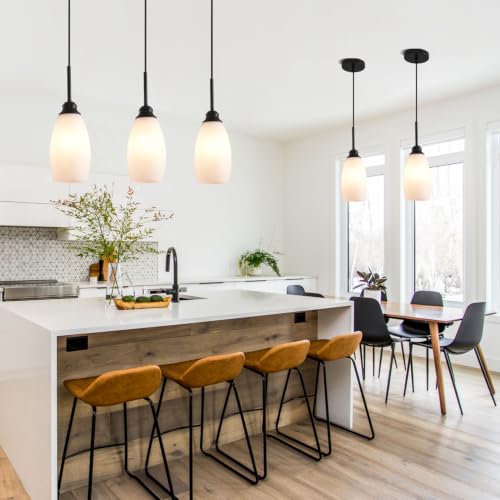 3 Lights Industrial Pendant Light with Glass Shade Matte Black Pendant Lighting Adjustable Industrial Retro Style Hanging Light
